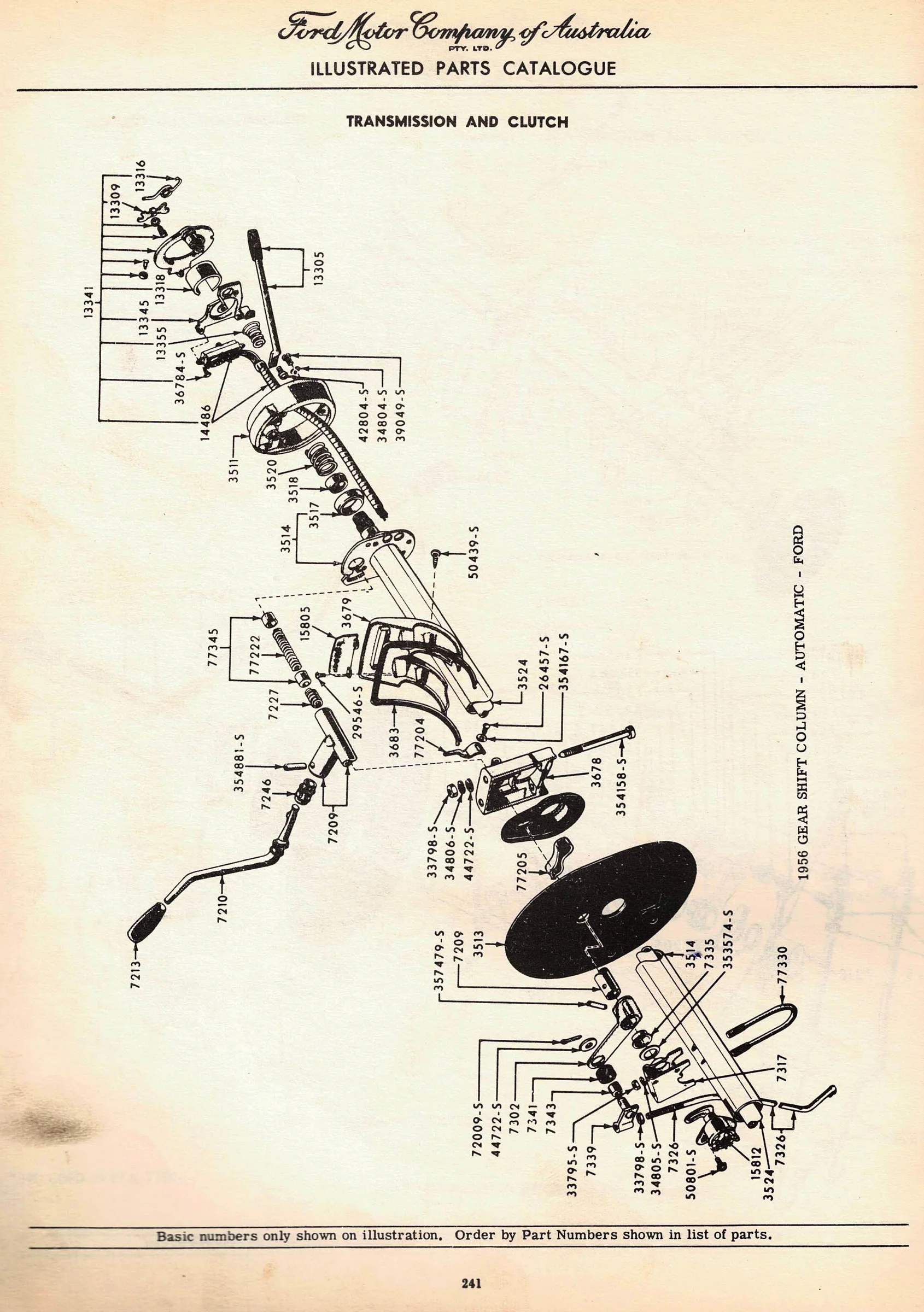 1955-56 Steering Column - Automatic exploded diagram