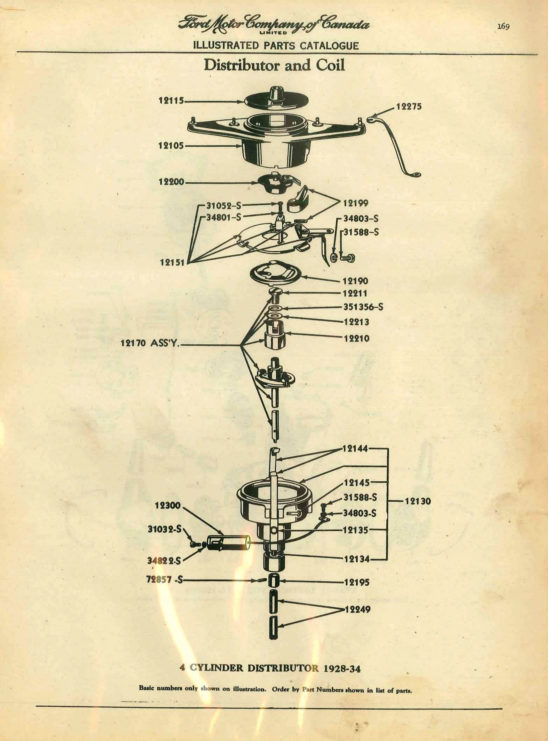 1928-34 4-Cylinder Distributor exploded diagram