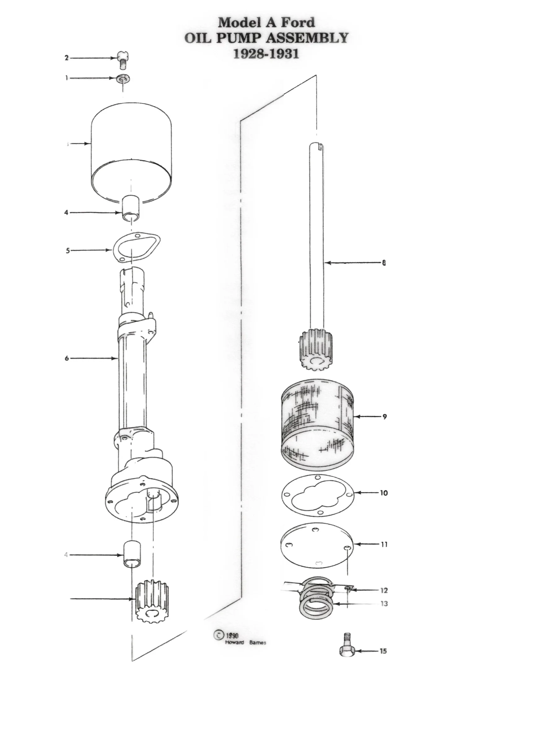 Oil Pump Assembly - Model A & B exploded diagram